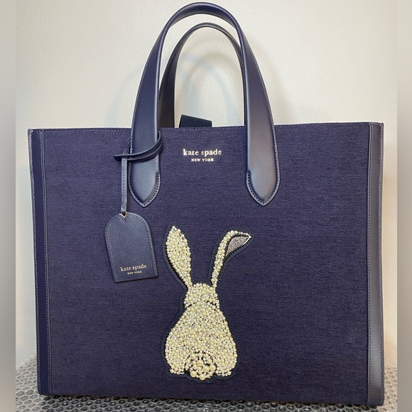 kate spade Handbags - Kate Spade Manhattan large tote bag rabbit embroide pearls rhinestones